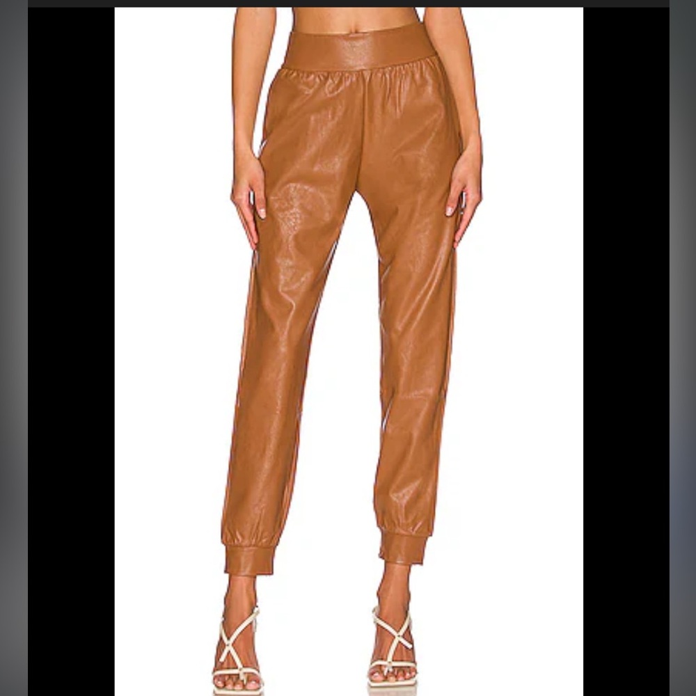 New Commando Women's Faux Leather Jogger In Brown Cocoa Size Small S  Pockets